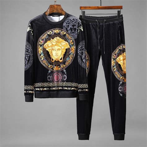 mens versace velvet tracksuit|Versace tracksuit price.